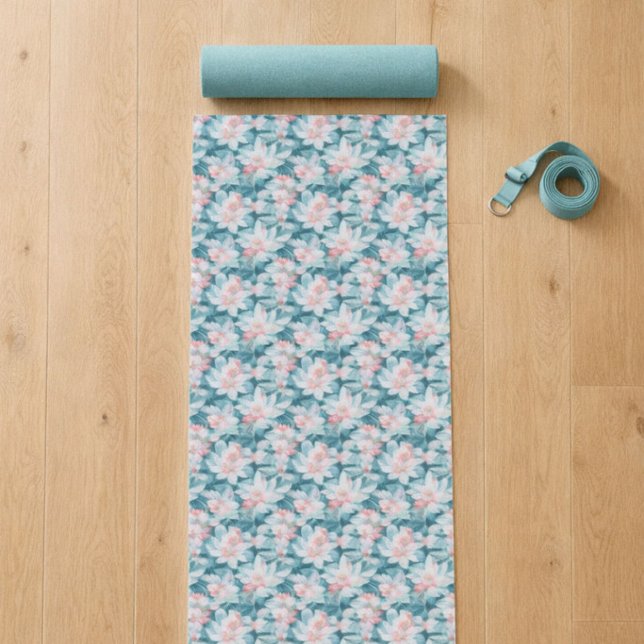 White And Pink Lotus Yoga Mat Yogamatte (Von Creator hochgeladen)