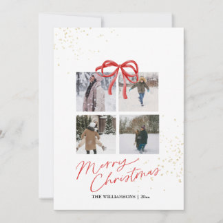 White and Red Aesthetic Family Christmas Card Save The Date