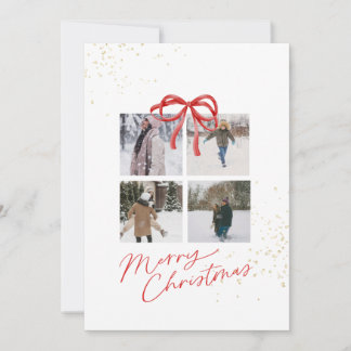 White and Red Aesthetic Family Christmas Card Save The Date