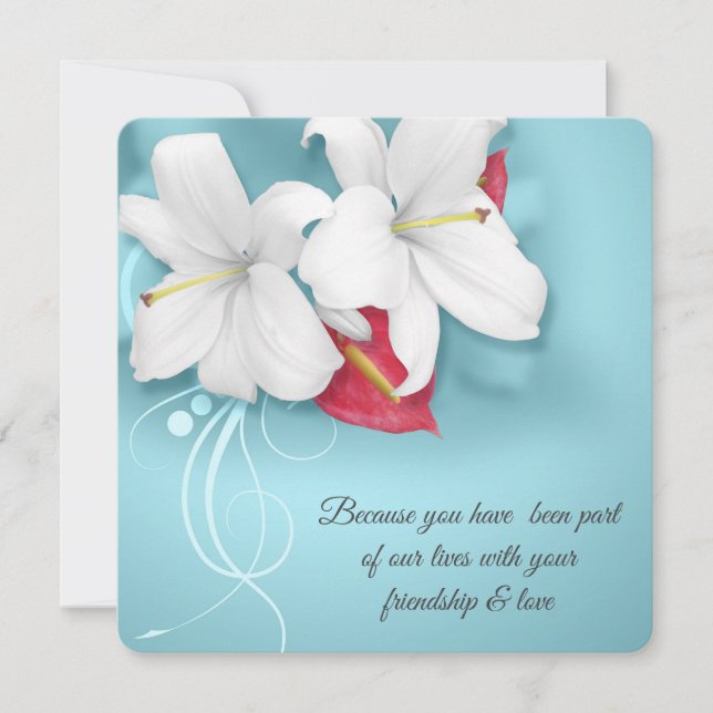 White and Red Lily Vow Renewal Wedding Einladung (Vorderseite)