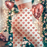 White and Red Lipstick Kiss Print