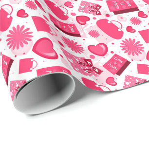 White And Red Mothers Day Seamless Pattern Geschenkpapier