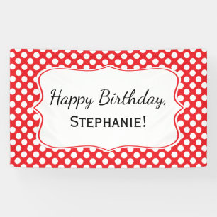White and Red Polka Dot Birthday Banner