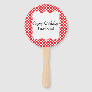 White and Red Polka Dot Birthday Fächer