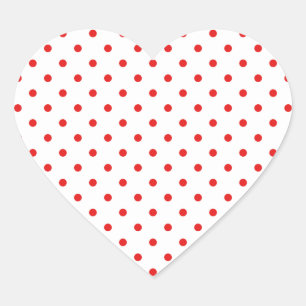 White and Red Polka Dot Herz-Aufkleber