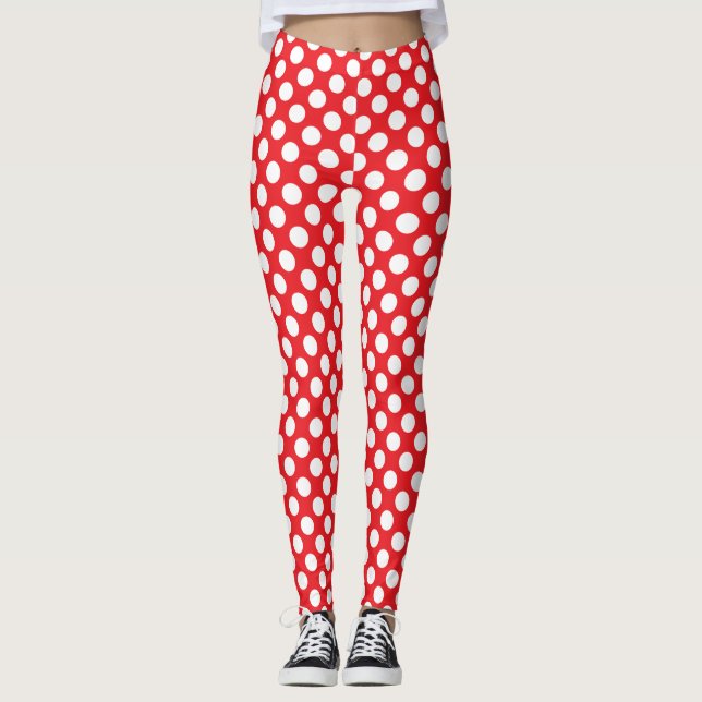 White and Red Polka Dot Leggings (Vorderseite)