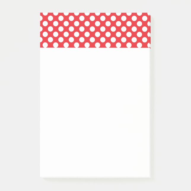 White and Red Polka Dot Post-it Klebezettel (Vorderseite)