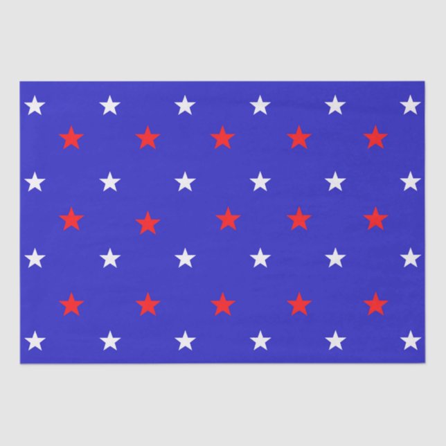 White and Red Stars - Starry Sky Pattern Seidenpapier (Vorderseite)