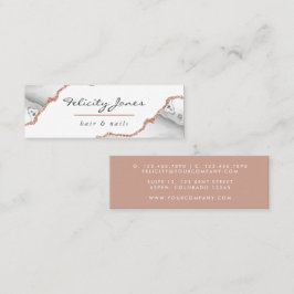 White and Rosen Gold Agate Business Card Mini Visitenkarte