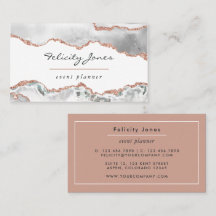 White and Rosen Gold Agate Business Card