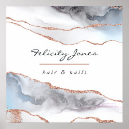 White and Rosen Gold Agate Business Poster