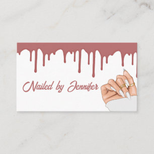 White and Rosen Gold Nail Tech Business Card Visitenkarte