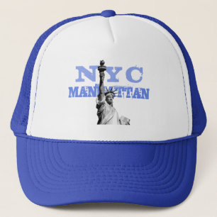 White and Royal Blue Nyc New York City Manhattan Truckerkappe
