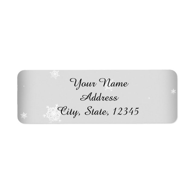 White and Silver Snowflake Wedding Label (Vorne)