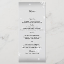White and Silver Snowflake Wedding Menu Menükarte