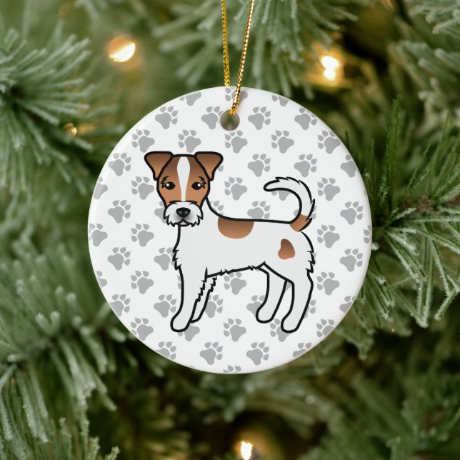 White and Tan Rough Coat Parson Russell Terrier Keramik Ornament (Baum)