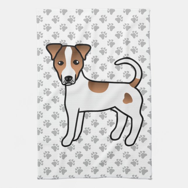 White and Tan Smooth Coat Parson Russell Terrier Geschirrtuch (Vertikal)