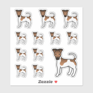 White and Tan Smooth Fox Terrier Niedliche Cartoon Aufkleber