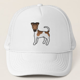 White and Tan Smooth Fox Terrier Niedlicher Cartoo Truckerkappe