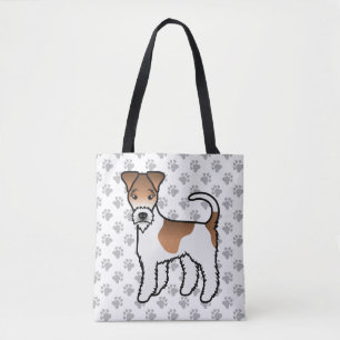 White and Tan Wire Fox Terrier Niedlicher Cartoon