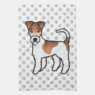 White and Tan Wire Fox Terrier Niedlicher Cartoon  Geschirrtuch