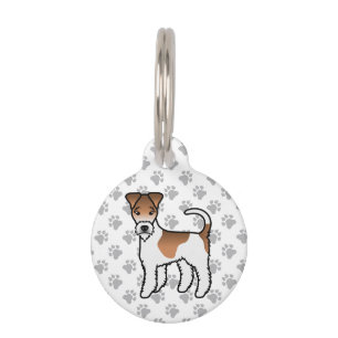 White and Tan Wire Fox Terrier Niedlicher Cartoon Haustiermarke