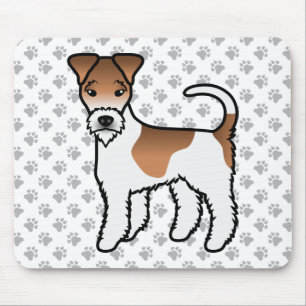White and Tan Wire Fox Terrier Niedlicher Cartoon  Mousepad