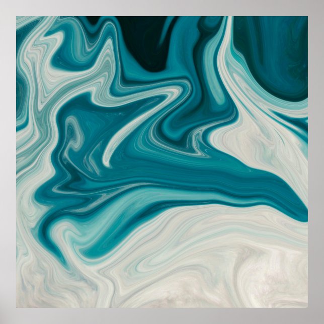 White and teal abstract painting poster (Vorne)