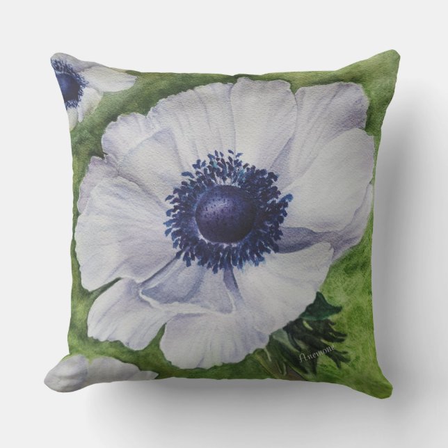WHITE ANEMONE BLUME PATIO KISSEN (Vorderseite)
