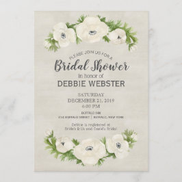 White Anemone Floral Wedding Brautparty Einladung
