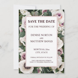 White Anemone über Smarald Green Save the Date Einladung