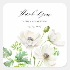 White Anemone Vielen Dank Square Sticker