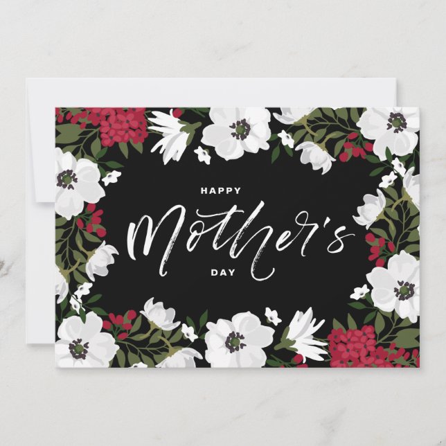 White Anemones Floral Happy Mother Day Card Einladung (Vorderseite)