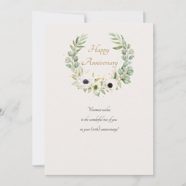 White Anemones Wreath Card Einladung (Vorderseite)