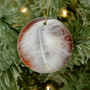White Angel Feather Keramik Ornament