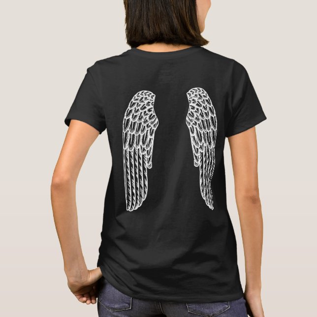 White Angel Flügel Illustration Fantasy Art T-Shirt (Rückseite)
