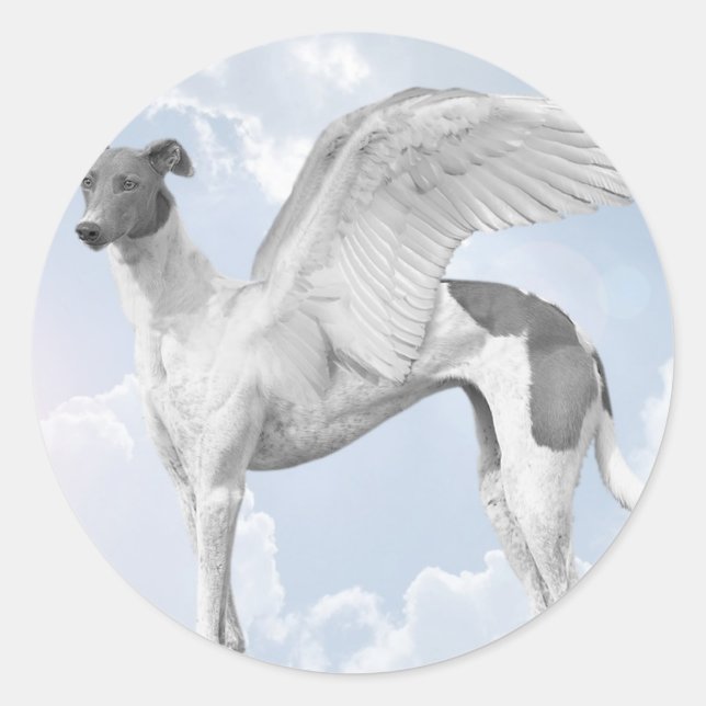 White Angel Greyhound Runder Aufkleber (Vorderseite)