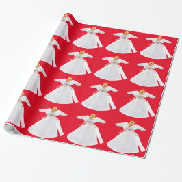 White Angel Red Wrapping Paper Geschenkpapier