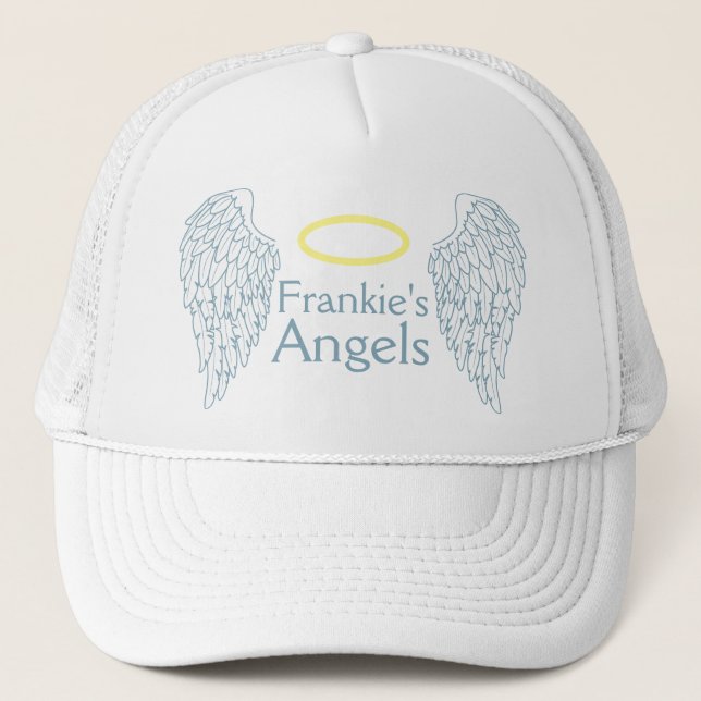 White Angel Wings and Gold Halo Trucker Hat Truckerkappe (Vorderseite)
