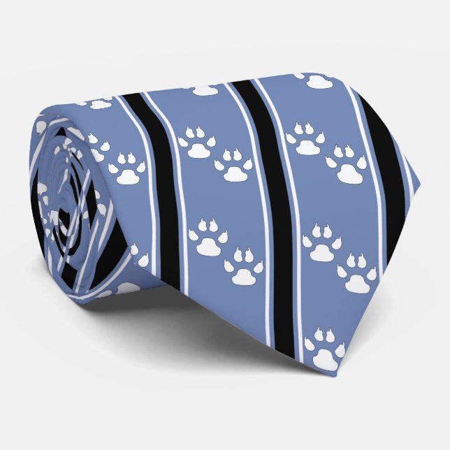 White Animal Paw Claw Prints Team Sports Necktie Krawatte (Gerollt)