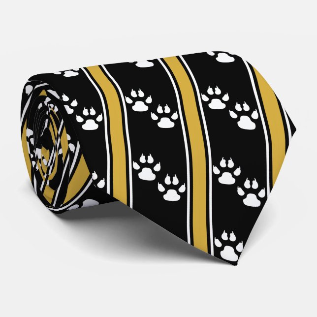 White Animal Paw Claw Prints Team Sports Necktie Krawatte (Gerollt)