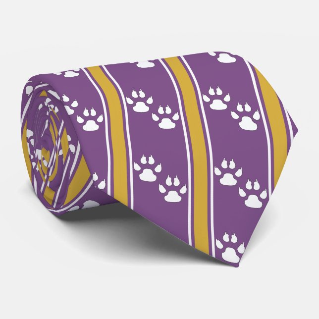 White Animal Paw Claw Prints Team Sports Necktie Krawatte (Gerollt)