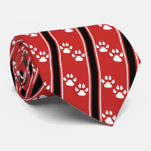 White Animal Paw Claw Prints Team Sports Necktie