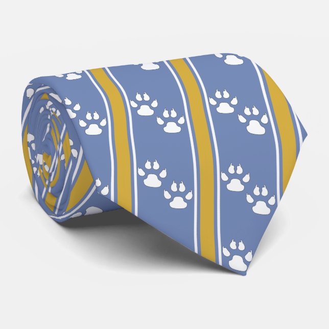 White Animal Paw Claw Prints Team Sports Necktie Krawatte (Gerollt)