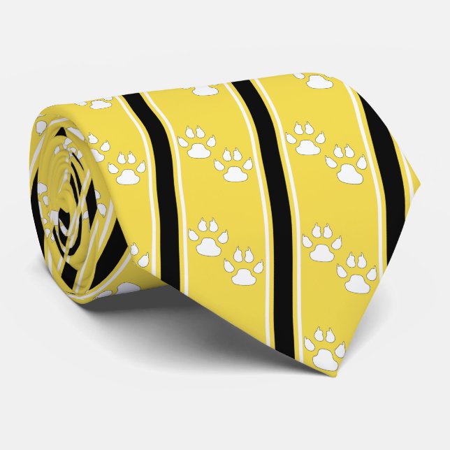 White Animal Paw Claw Prints Team Sports Necktie Krawatte (Gerollt)