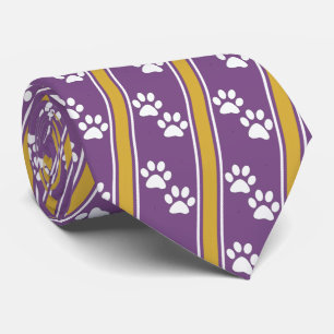 White Animal Paw Prints Team Sports Necktie Krawatte