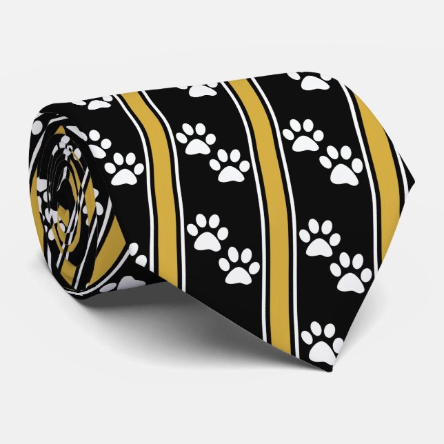 White Animal Paw Prints Team Sports Necktie Krawatte (Gerollt)