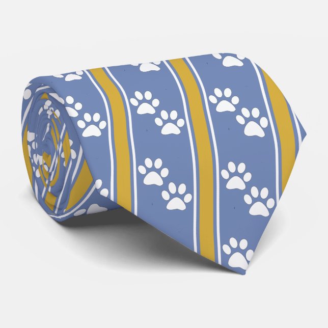 White Animal Paw Prints Team Sports Necktie Krawatte (Gerollt)