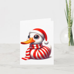 White Animated Duck Christmas Card Karte