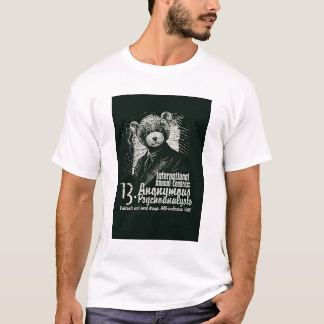 White Anonymous Psychoanalysts Teddy Bear Graphic T-Shirt (Vorderseite)